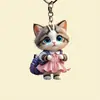 Acessórios Gato Plano Interior Carro Chaveiro Acrílico Feriado 2D Vestido Rosa Pingente Decoração de Bolsa Transfronteiriço