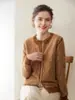 Cardigan de Jacquard Cashmere com Zíper Contrastante para Mulheres 25 Outono e Inverno Novo Suéter Jaqueta de Malha Sarjada com Gola Redonda