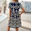 Kaikuo Ropa de Mujer Europea y Americana Comercio Exterior Amazon Transfronterizo Vestido Estampado con Cuello en V de Vacaciones de Ocio Primavera/Verano 2024