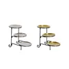 Plato de Frutas de Tres Niveles Dorado Plato para Pasteles Soporte para Pasteles Entrada Lujo Acero Inoxidable Herrería Desmontable Plegable Plato Dispensador para Boda