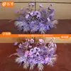 Accesorios de boda Baijie flores de simulación fila de flores decoración de boda diseño de guía de camino de pasarela mesa de flores flor de seda color champán