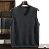 Cachemira 2026 Otoño e Invierno Nuevo Suéter de Punto con Cuello en V para Hombre Capa Base de Punto para Hombre de Mediana Edad Casual de Negocios Top Cálido sin Mangas
