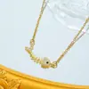 Collar de acero de titanio que no se decolora para mujer, todo a juego, de alta gama, cadena para la clavícula con forma de corazón, de temperamento, popular en internet, joyería de acero inoxidable chapada en cobre y oro