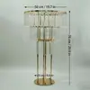 Decoração de Casamento Suporte de Flores de Acrílico Dourado com Cristais Ornamentos Metálicos para Festa de Casamento Venda por Atacado Adereços para Ponto de Fotos