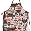 E-commerce transfronterizo caliente barbacoa divertida estampado impermeable simple cuello colgante alto valor de color delantal estampado de letras