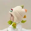 Gorro de Peluche de Dinosaurio Tridimensional para Niños Otoño e Invierno Protección para Orejas de Niños y Niñas Forrado de Felpa Engrosado Gorro de Lana Tejido para Niños de Edad Media Moderno