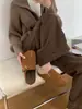 Meias-pantufas fechadas na frente com sola grossa em couro genuíno estilo coreano para mulheres, novo modelo outono 2026, sandálias Birkenstock de split-toe sintético