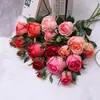 Flores Artificiales Estilo Escandinavo Pastoral Rosas Flores Falsas Peonías Flores de Seda Decoración de Mesa de Comedor Mesa de Café en Casa Decoración de Fondo de Boda