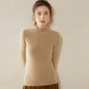 Suéter de Cashmere com Gola Alta Meia-Boca para Mulheres, Cor Sólida, Caimento Ajustado, Suéter Versátil de Malha Base, Mangas Longas