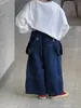 Pantalones de Peto de Mezclilla Cheese and Meow Boys Colección Primavera 2026 Azul Profundo Holgados Pierna Ancha Casual Versátiles Pantalones para Niños