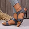 Sandalias Planas de Velcro para Mujer Tallas Grandes Europeas 2026 Amazon Moda Playa Transfronterizas En Stock Piel Sintética Tallas Grandes