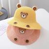 Sombrero de Sol de Paja para Niños Verano Ala Ancha Transpirable Protector Solar Sombrero de Paja Dibujo Animado Coreano Oso Lindo Sombrero de Sol para Bebé