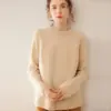 Suéter de tricô de cashmere grosso, gola redonda, cor sólida, para mulheres, modelagem solta e emagrecedora, perfeito como uma camada base quente para o outono e inverno