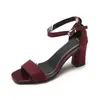 Sandálias de Salto Grosso Estilo Coreano Verão 2018 Simples Salto Alto 5cm 7cm Sapatos Femininos