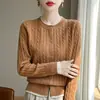Cardigã curto de malha misturada com lã, cor fashion em blocos, estilo transfronteiriço, quente, gola redonda, trança pequena, novo estilo outono/inverno feminino