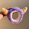 Diadema de Dibujos Animados Morada Colorida con Cuernos Diadema de Felpa con Cara de Monstruo para Lavado de Cara Diadema para Aplicar Mascarilla Diadema para Maquillaje Tarjeta para el Cabello Infantil