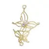 DIY Hecho a Mano Lujo Accesible Exquisito Colgante de Rama de Rosa Mariposa Calada Pendientes Dobles Colgantes Accesorios de Aleación