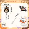 Clip retráctil para insignia de dibujos animados de Halloween en acrílico, portatarjeta de identificación de enfermera, clip para insignia de trabajo, calabaza, fantasma, gato negro