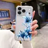 Capa de celular transparente azul fresca estilo Ins com lírio, anti-queda, para iPhone 11/12 Pro Max, verão, para meninas, com alto apelo estético