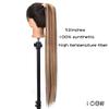 Cabelo Liso Longo de 32 Polegadas Exportação Cabelo Sintético de Alta Temperatura Rabo de Cavalo Duplo Extensões de Cabelo para Mulheres, Rabo de Cavalo Longo Trançado com Amarração, Ossier