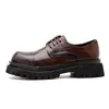 Zapatos Derby de Encaje Patchwork de Punta Ancha Estilo Retro para Hombre, Nuevos Zapatos de Cuero de Suela Gruesa que Aumentan la Altura Estilo Británico Casual de Negocios