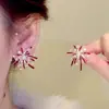 Brincos de Pérola Vermelha Estilo Novo Outono e Inverno Fogos de Artifício para Mulheres, Luxo Leve Zircônia Exquisite Popular Design de Nicho Brincos