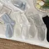 Meias Finas Femininas para Primavera e Verão, Meias Meia-Perna Vazadas com Laço, Estilo Ballet Japonês, Meias de Renda com Borda de Bolha