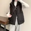 2025 Nova Jaqueta Feminina Slim Elegante Fashion Outono e Inverno Gola Alta Cintura Marcada Versátil Sem Mangas Algodão Tendência