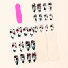 Uñas Portátiles de Halloween Moda Europea y Americana Uñas Almendra Patrón de Calavera Rosa Blanca Parche de Uña Falsa Removible