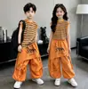Conjunto de Verano sin Mangas para Niños 2026 Nuevo Estilo Ropa de Trabajo de Verano para Niños Conjunto de Dos Piezas Versátil Chaleco Pantalones Largos Versión Coreana