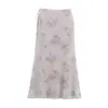Estilo europeu e americano comércio exterior moda feminina nova verão moda versátil modelador malha de seda floral saia midi