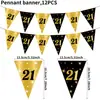 Venda Quente Transfronteiriça Preto Dourado Primeiro Aniversário Champanhe Dourado Festa de Aniversário de Idade Bandeira Triangular Decoração Faixa Puxar Bandeira Suprimentos Decorativos