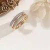 Anillo Abierto de Lujo Ligero en Tres Colores, Anillos para Pareja, Ajustable, Incrustado con Diamantes, Anillos de Moda y Personalizados para Hombres y Mujeres