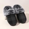 Chinelos Peludos de Xadrez Transfronteiriços, Versáteis da Moda para o Inverno, Conforto em Casa, Antiderrapantes, de Algodão, Atacado, Estilo de Natal
