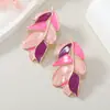 Brincos Novos de Outono e Inverno Europeus e Americanos Brincos de Flor para Meninas Liga de Zinco Brincos de Tarraxa Folha com Esmalte Gotejado Ornamentos Exagerados