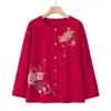 Camisa de manga larga 100% algodón para mujeres de mediana edad y mayores, talla grande, corte holgado, primavera y otoño, cuello camisero, estilo cárdigan, camisa estampada casual y versátil para madres