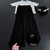Calça casual reta masculina com padrão ondulado branco, calça de veludo cotelê relaxada e casual para o outono, calça pantalona solta e que afina