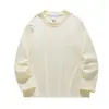 Nova Camiseta de Algodão Puro 260g Fio Duplo Gola Redonda Manga Longa para Homens, Cor Sólida, Camiseta Básica, Múltiplas Cores, Confortável, Coleção Primavera e Outono 2025