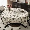 Mantel de PVC Impermeable y a Prueba de Aceite con Diseño de Cuadros Blanco y Negro y Puntos, Tela Decorativa para Mesa de Comedor Resistente al Calor, de Lujo Ligero y Acabado de Alta Gama