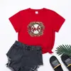 Estación independiente Europea y Americana Nuevo suelto casual béisbol béisbol estampado manga corta cuello redondo femenino RCuello redondo
