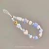 Cadena de Teléfono Fresca y Versátil, Colgante Universal para Cámara, Cordón Creativo Azul de Perlas Hecho a Mano, Decoración Colgante Estilo Ins
