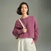 Hongmi Apparel/Moda Lujo Ligero Cachemir Cepillado para Mujer MO Mofan Invierno Nuevo Morado Ámbar Estilo Perezoso Suéter de Punto de Lana