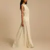 Nuevo vestido de dama elegante estilo ins, vintage, sin mangas, con pliegues transparentes, corte ajustado, largo