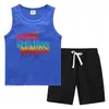 Coletes e Calças de Verão para Crianças 2023 Esportivo Casual Camisa Base Roupa Externa Fina Sem Mangas Conjunto de Duas Peças para Crianças Pequenas e Médias