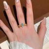 Retro Nuevo Chinoiserie Azul Lágrima Corona Gota de Agua Anillo para Mujer Medieval Elegante Exquisito Anillo Abierto Nicho Anillo para Dedo Índice