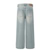 G6638 Estilo Retro Americano Unisex Moderno Azul Claro Lavado Diseño Desestructurado Pantalones de Mezclilla Sueltos de Alta Gama para Hombre
