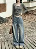 Jeans curvos retro azules juveniles estilo coreano 2026 otoño e invierno nuevos para mujeres petite con un estilo moderno