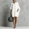 Estación independiente transfronteriza europea y americana 2026 nuevo vestido casual de moda para mujer primavera y otoño imitación algodón-lino manga murciélago holgado
