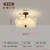 Luminária de Cristal Estilo Americano Retrô, Lustre para Sala de Estar, Nova Luminária de Teto de Luxo Leve Estilo Francês Meio do Século, Luminária de Teto com Pérolas de Vidro