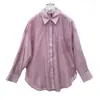Camisa Morada para Mujer, Talla 26, Nuevo Estilo de Verano, Corte Regular en los Hombros, Tencel, Estilo Holgado y Relajado, Caída Fluida, Protector Solar, Manga Larga, Top Delgado